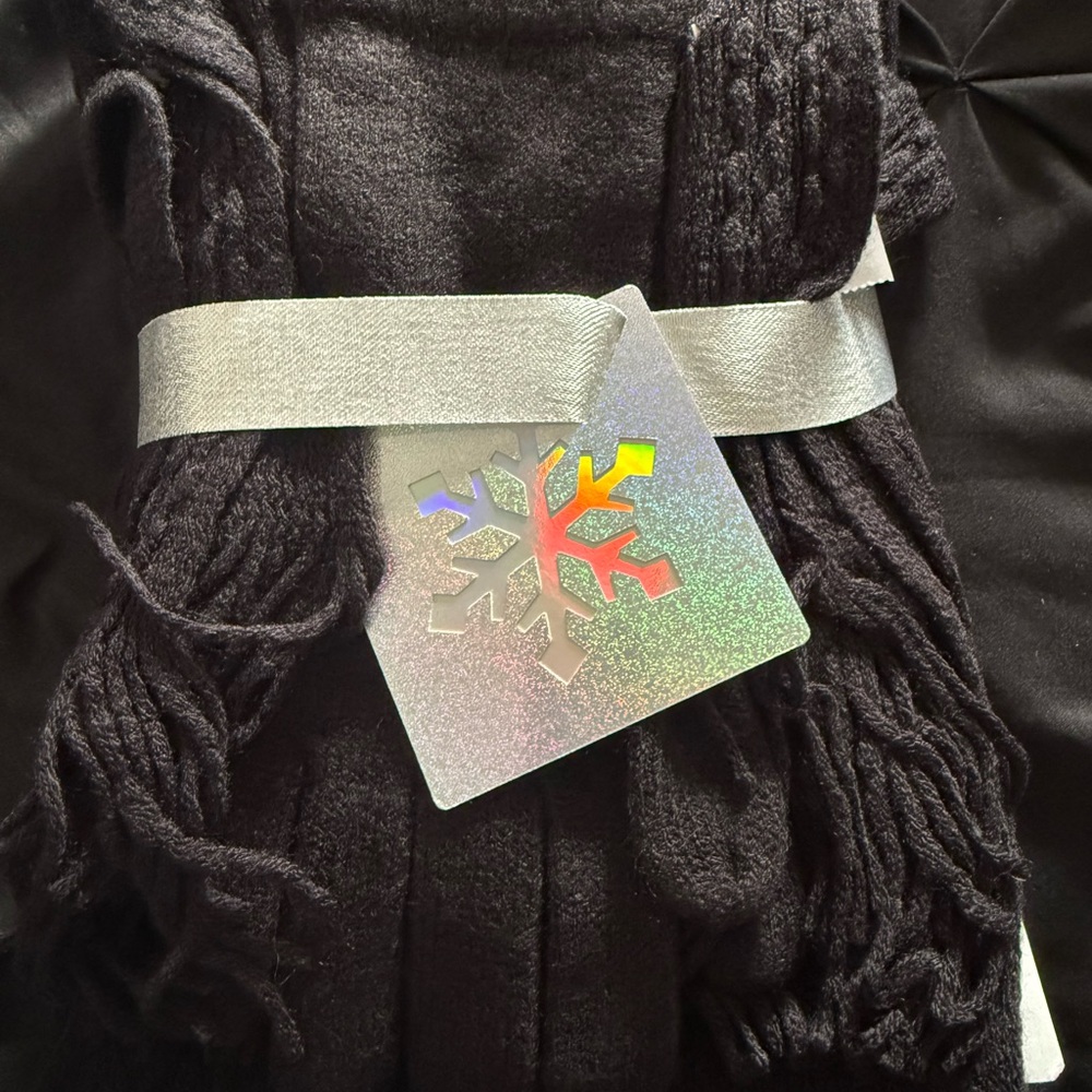 Black Knit Scarf and glove set